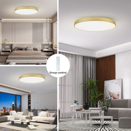 Brilagi - LED-dimbare plafondlamp POOL SMART LED/128W/230V 3000-6000K 100 cm goudkleurig Wi-Fi Tuya + afstandsbediening