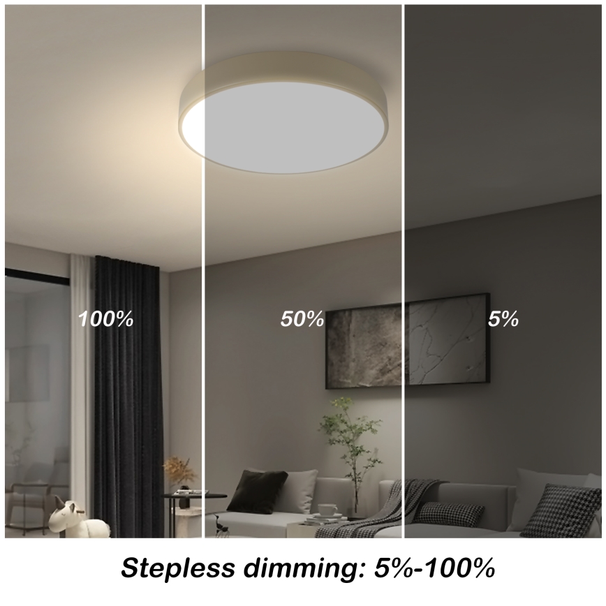 Brilagi - Dimbare LED-plafondlamp POOL LED/36W/230V 3000-6000K Ø 30 cm beige + afstandsbediening