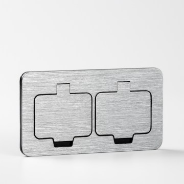 Brilagi - Double prise encastrable INBOX IP55, chrome mat, rectangulaire pour cuisine