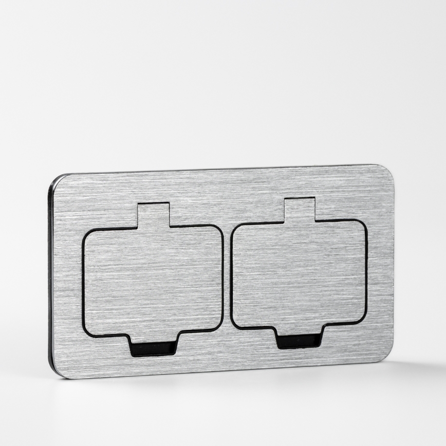 BRILAGI - Double prise encastrable INBOX IP55, chrome mat, rectangulaire pour cuisine