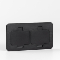 Brilagi - Double prise encastrable INBOX IP55 pour cuisine, rectangulaire, noire