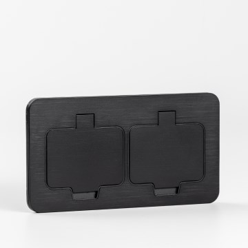 Brilagi - Double prise encastrable INBOX IP55 pour cuisine, rectangulaire, noire