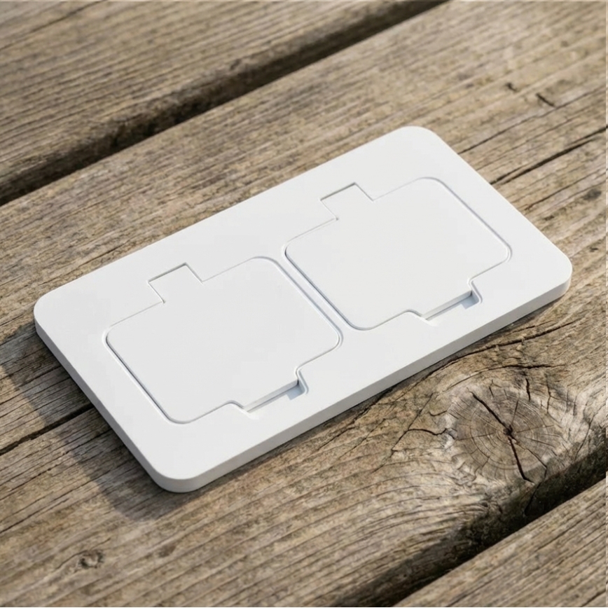 Brilagi - Double prise encastrée de sol pour extérieur IP55, blanche, rectangulaire