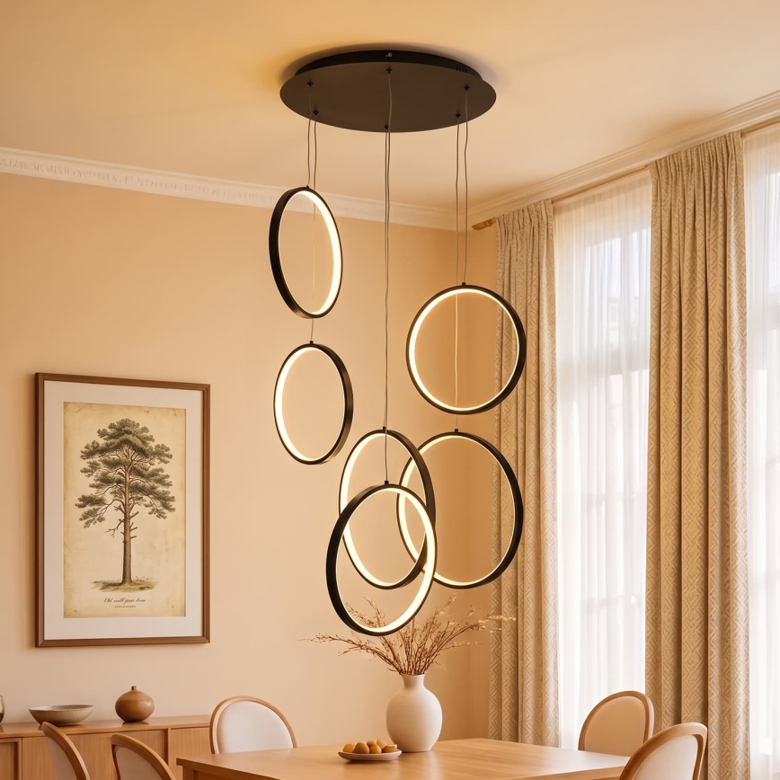 BRILAGI - ECHO LED-hanglamp met kabel, 80W, 230V, 4000K, Ø 50 cm, zwart