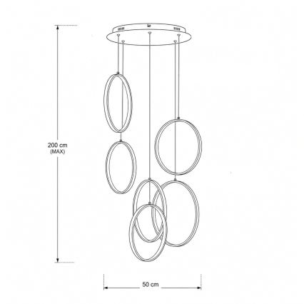 BRILAGI - ECHO LED-hanglamp met kabel, 80W, 230V, 4000K, Ø 50 cm, zwart
