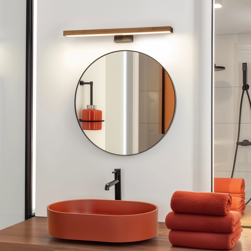Brilagi - Éclairage de miroir salle de bain WOODY MIRROR LED/12W/230V 60 cm IP44 chêne cerise/noir