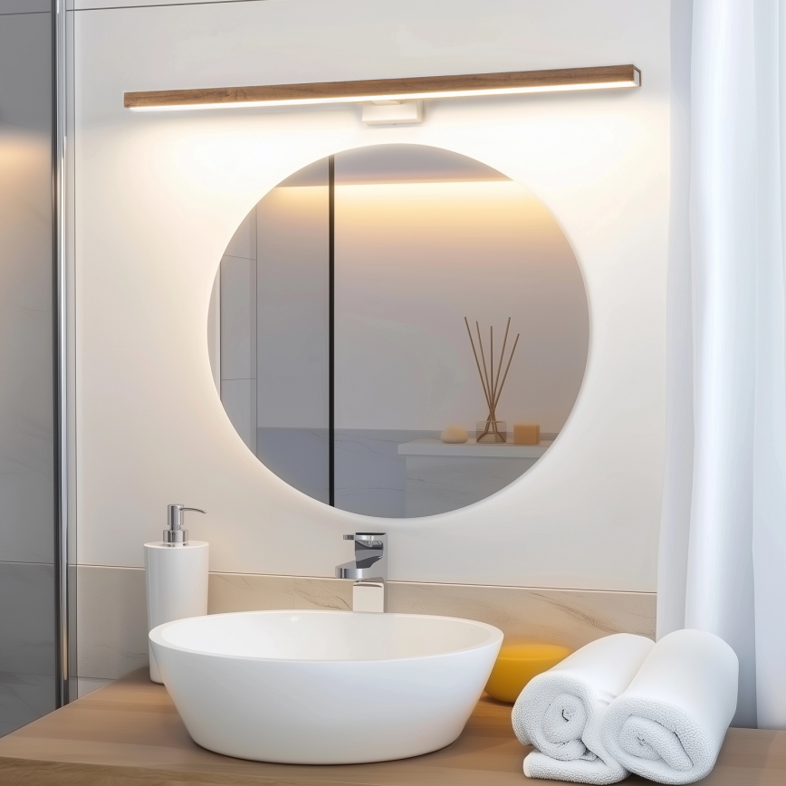 Brilagi - Éclairage de miroir salle de bain WOODY MIRROR LED/15W/230V 90 cm IP44 chêne cerise/blanc