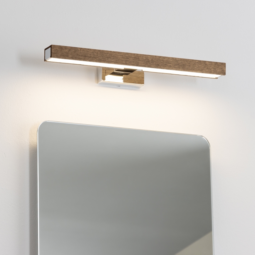 Brilagi - Éclairage de miroir salle de bain WOODY MIRROR LED/8W/230V 40 cm IP44 chêne noyer/chrome brillant