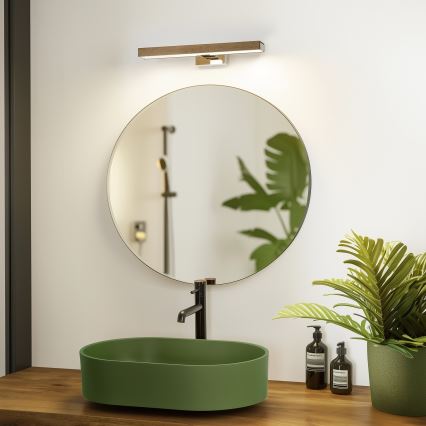 Brilagi - Éclairage de miroir salle de bain WOODY MIRROR LED/8W/230V 40 cm IP44 chêne noyer/chrome brillant