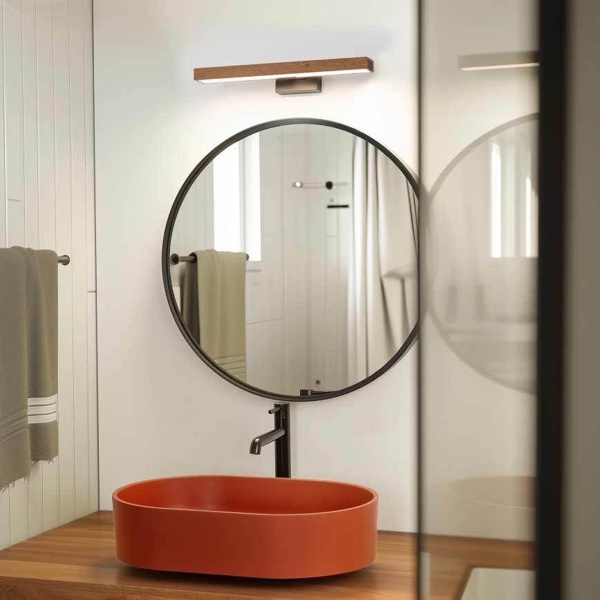 Brilagi - Éclairage de miroir salle de bain WOODY MIRROR LED/8W/230V 40 cm IP44 chêne cerise/noir