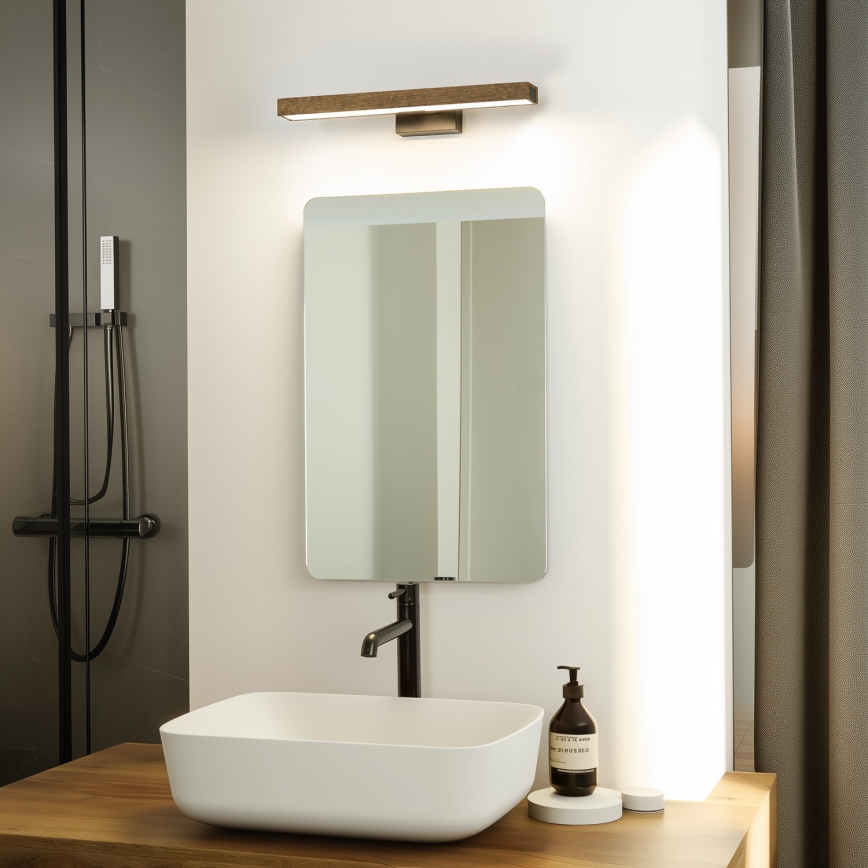 Brilagi - Éclairage de miroir salle de bain WOODY MIRROR LED/8W/230V 40 cm IP44 chêne noyer/noir