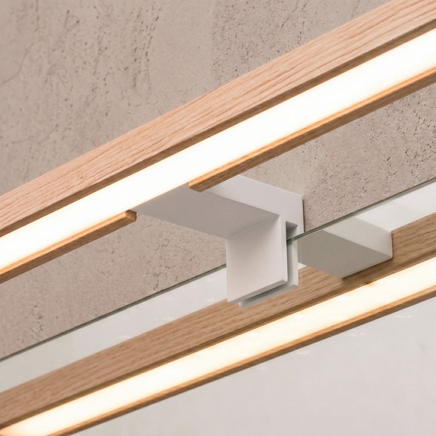 Brilagi - Éclairage LED pour miroir de salle de bains 3-en-1 WOODY MIRROR LED/12W/230V 60 cm IP44 blanc/chêne