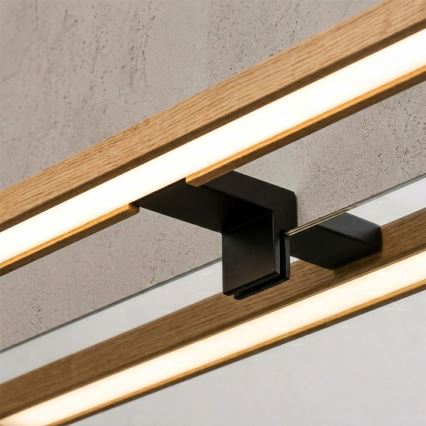 Brilagi - Éclairage LED pour miroir de salle de bains 3-en-1 WOODY MIRROR LED/12W/230V 60 cm IP44 noir/chêne