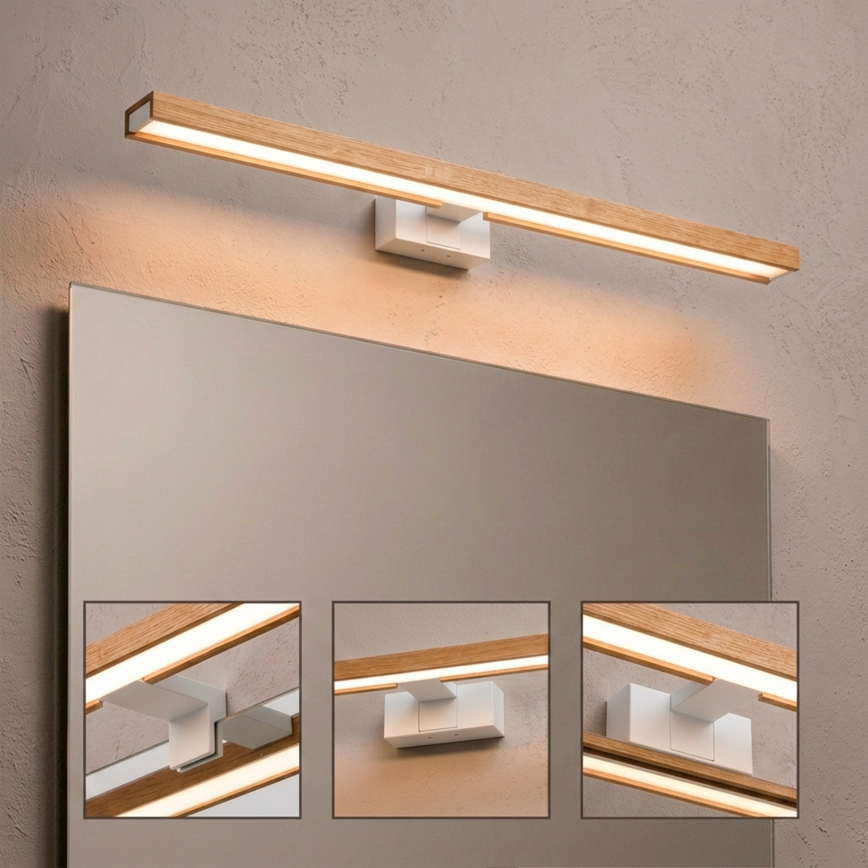 Brilagi - Éclairage LED 3-en-1 pour miroir de salle de bains WOODY MIRROR LED/15W/230V 80 cm IP44 blanc/chêne
