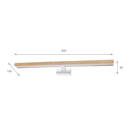 Brilagi - Éclairage LED 3-en-1 pour miroir de salle de bains WOODY MIRROR LED/15W/230V 80 cm IP44 blanc/chêne
