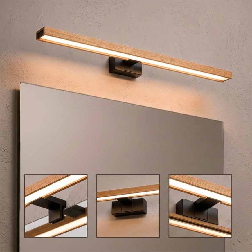 Brilagi - Éclairage miroir 3 en 1 pour salle de bains WOODY MIRROR LED/15W/230V 80 cm IP44 noir/chêne