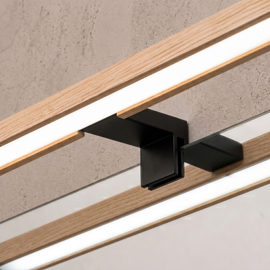 Brilagi - Éclairage miroir 3 en 1 pour salle de bains WOODY MIRROR LED/15W/230V 80 cm IP44 noir/chêne