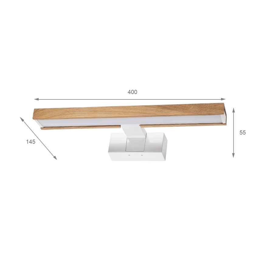 Brilagi - Éclairage LED 3-en-1 pour miroir de salle de bains WOODY MIRROR LED/8W/230V 40 cm IP44 blanc/chêne