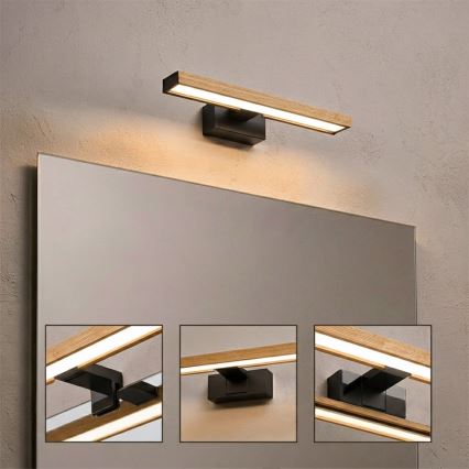 Brilagi - Éclairage LED 3 en 1 pour miroir de salle de bains WOODY MIRROR LED/8W/230V IP44 noir/chêne