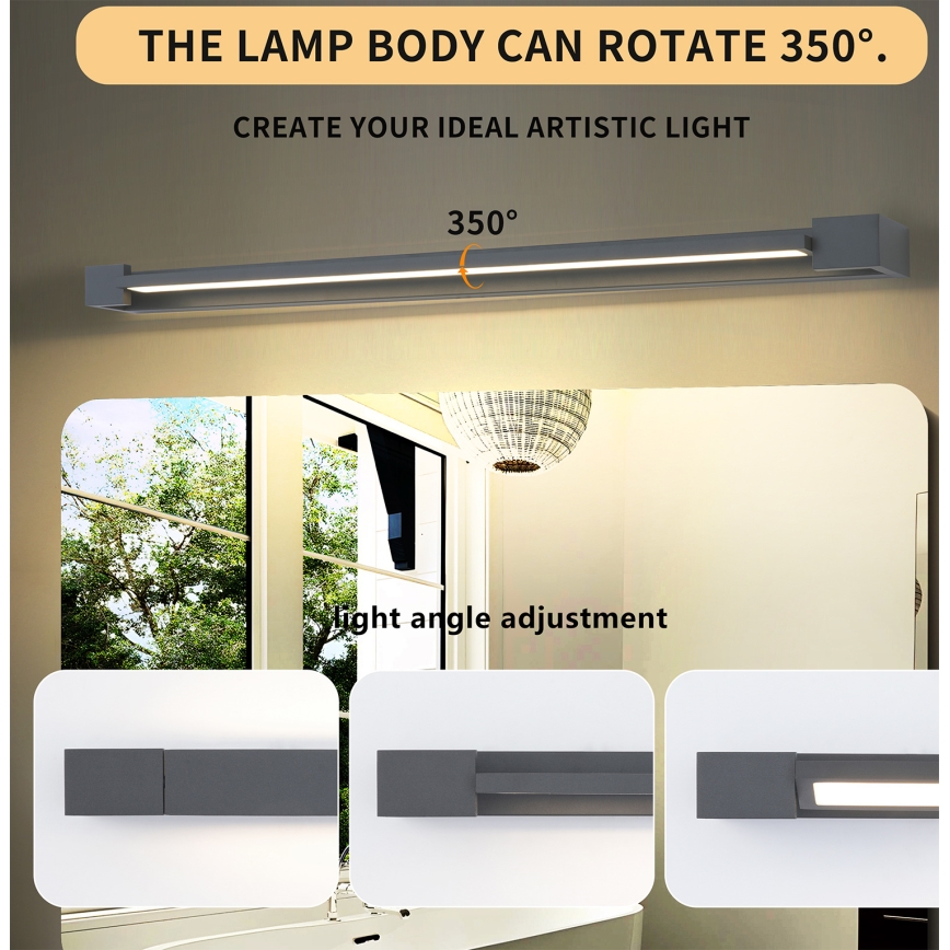 Brilagi - Éclairage LED pour miroir de salle de bains AQUA LINE LED/24W/230V 90 cm IP44 anthracite IRC 90