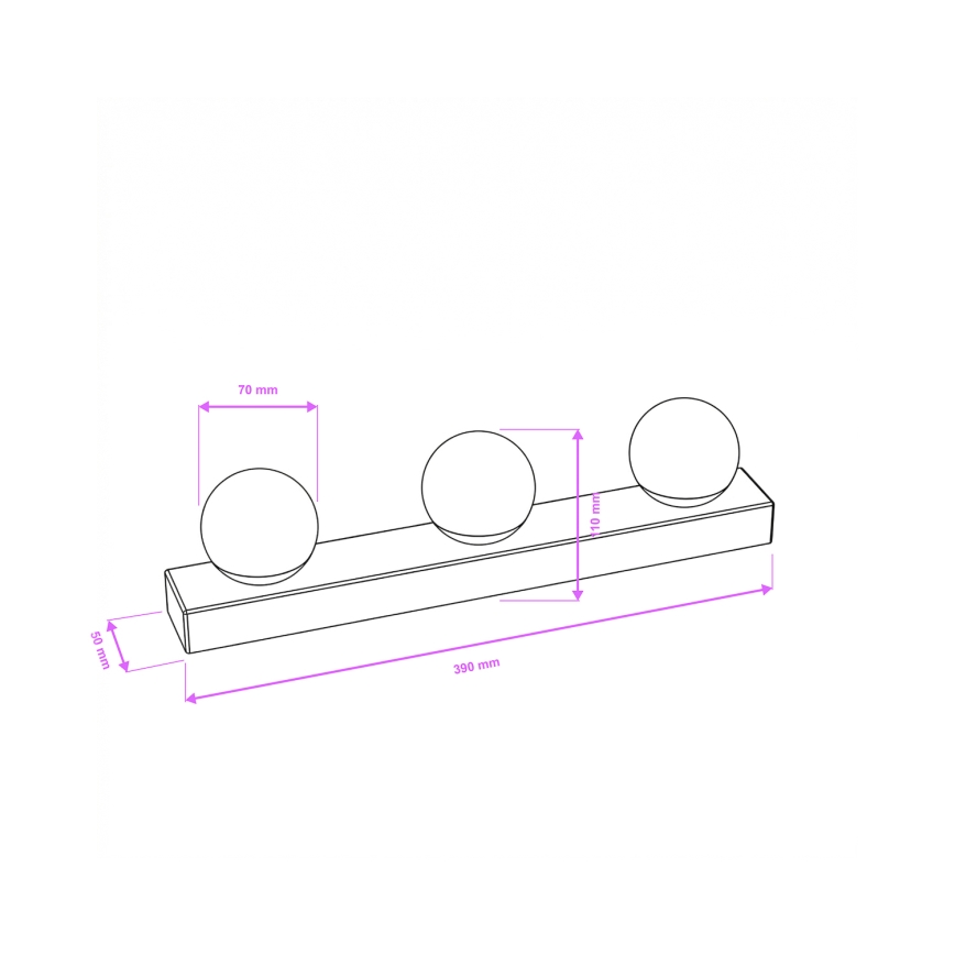 Brilagi - Éclairage LED pour miroir de salle de bains HOLLYWOOD 3xLED/3W/230V 39 cm IP44 noir