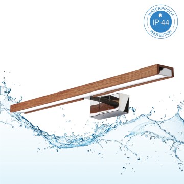Brilagi - Éclairage LED pour miroir de salle de bains WOODY MIRROR 3 en 1, LED 12W/230V, 60 cm, IP44, chrome brillant/chêne cerise