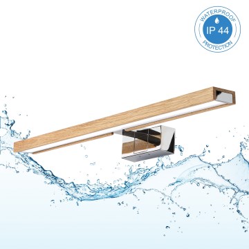 Brilagi - Éclairage LED pour miroir de salle de bains WOODY MIRROR 3 en 1 LED/12W/230V 60 cm IP44 chrome brillant/chêne
