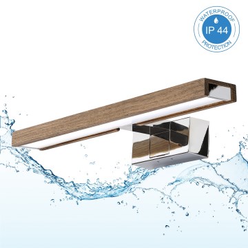 Brilagi - Éclairage LED pour miroir WOODY MIRROR 3 en 1 LED/8W/230V 40 cm IP44 chrome brillant / chêne noyer