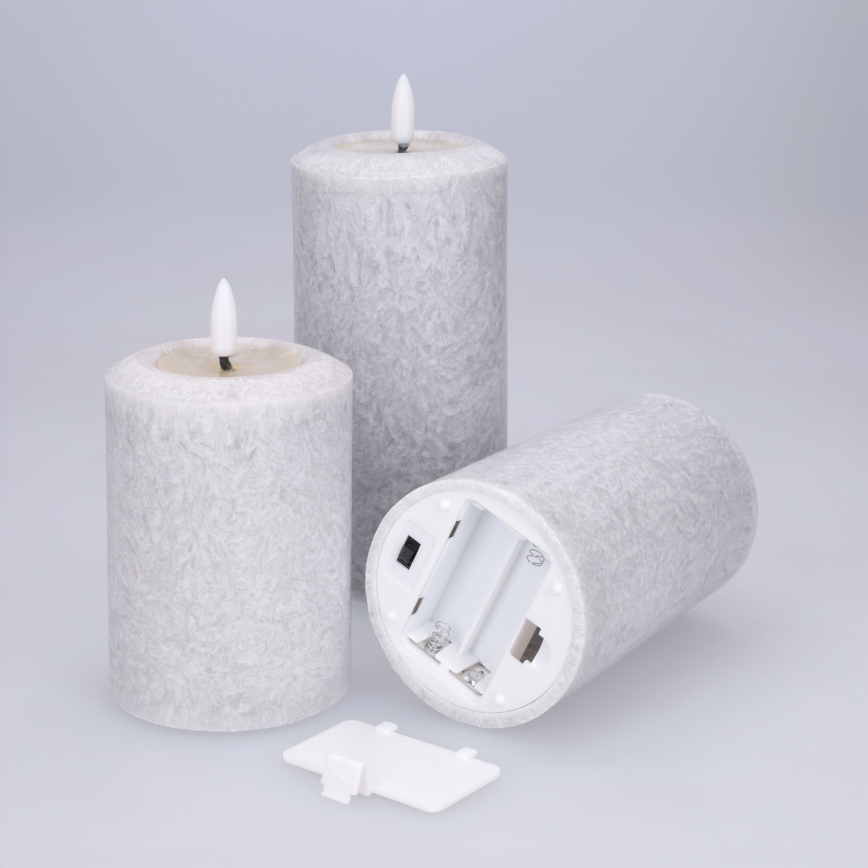 BRILAGI - Ensemble de 3 bougies LED (2xAA), grises