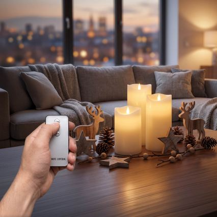 BRILAGI - ENSEMBLE de 3 bougies LED LED/3xAAA couleur crème + télécommande