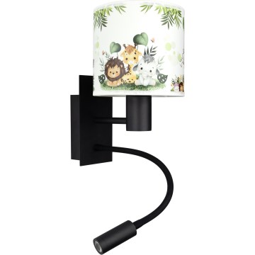 Brilagi - flexibele LED-kinderwandlamp BOBO 1xE27/25W/230V + LED/3W zwart/wit/groen/jungle