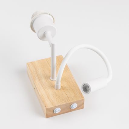 Brilagi - BOBO WOOD flexibele LED-wandlamp voor kinderen, 1x E27/25W/230V + ingebouwde LED 3W, eik/wit/eenhoorns