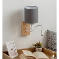 Brilagi - Flexibele LED-wandlamp NUBILA WOOD 1xE27/25W/230V + LED/3W eiken/wit/lichtgrijs