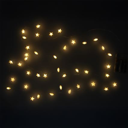 Brilagi - Guirlande de Noël à LED 40xLED/3xAA 1,8m blanc chaud étoiles