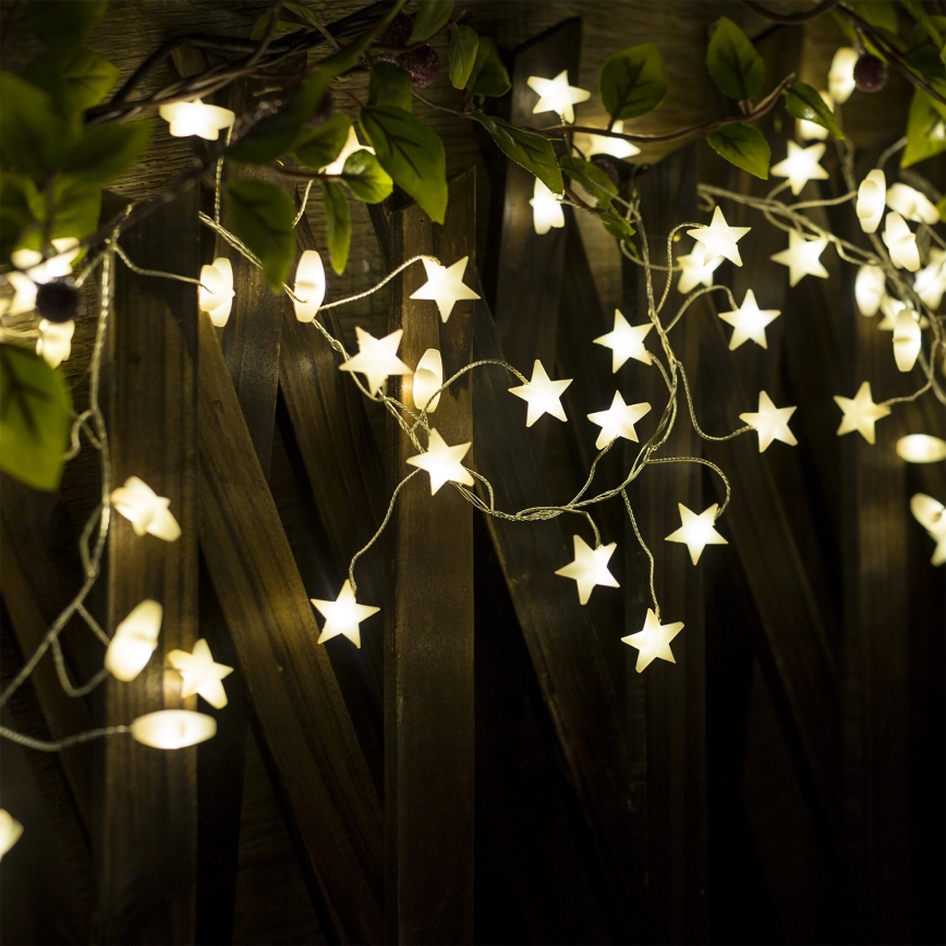 Brilagi - Guirlande de Noël à LED 40xLED/3xAA 1,8m blanc chaud étoiles