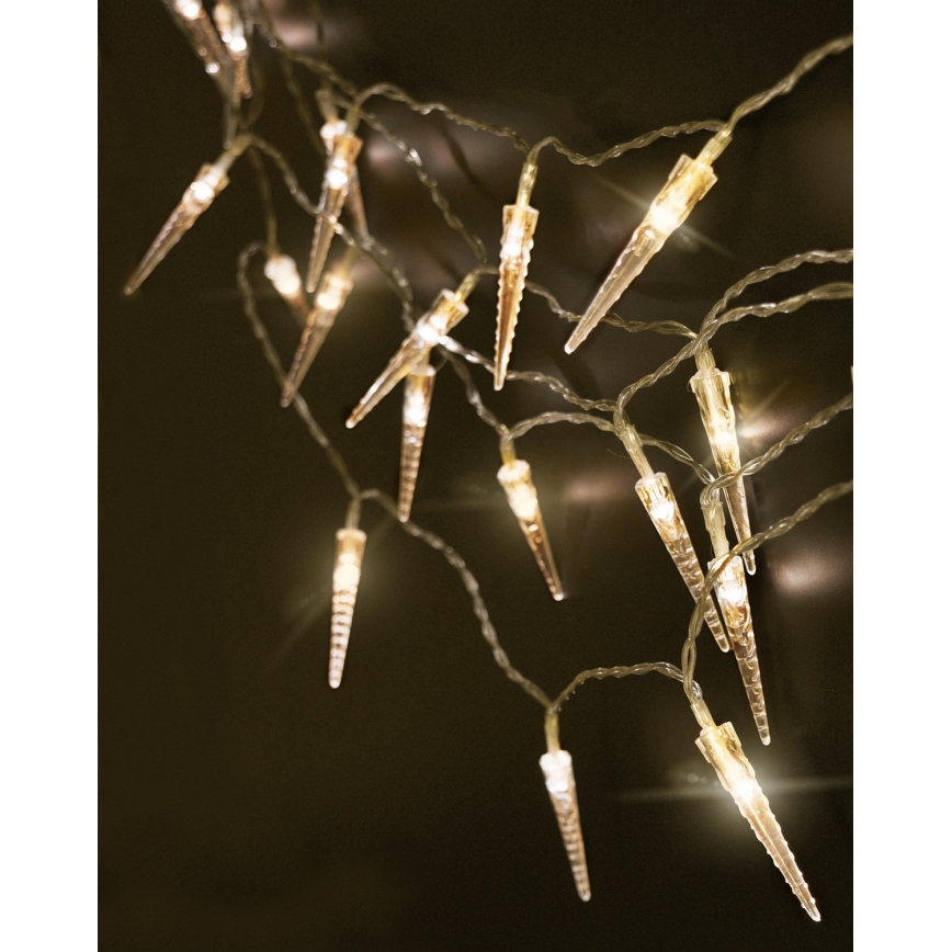 Brilagi - Guirlande de Noël extérieure LED 50xLED/8 fonctions/3xAA 8m IP44 blanc chaud