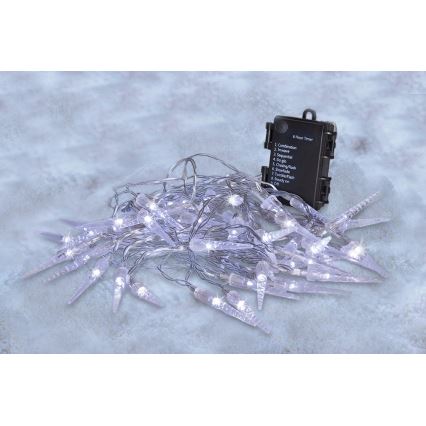 Brilagi - Guirlande de Noël extérieure LED 50xLED/8 fonctions/3xAA 8m IP44 blanc froid