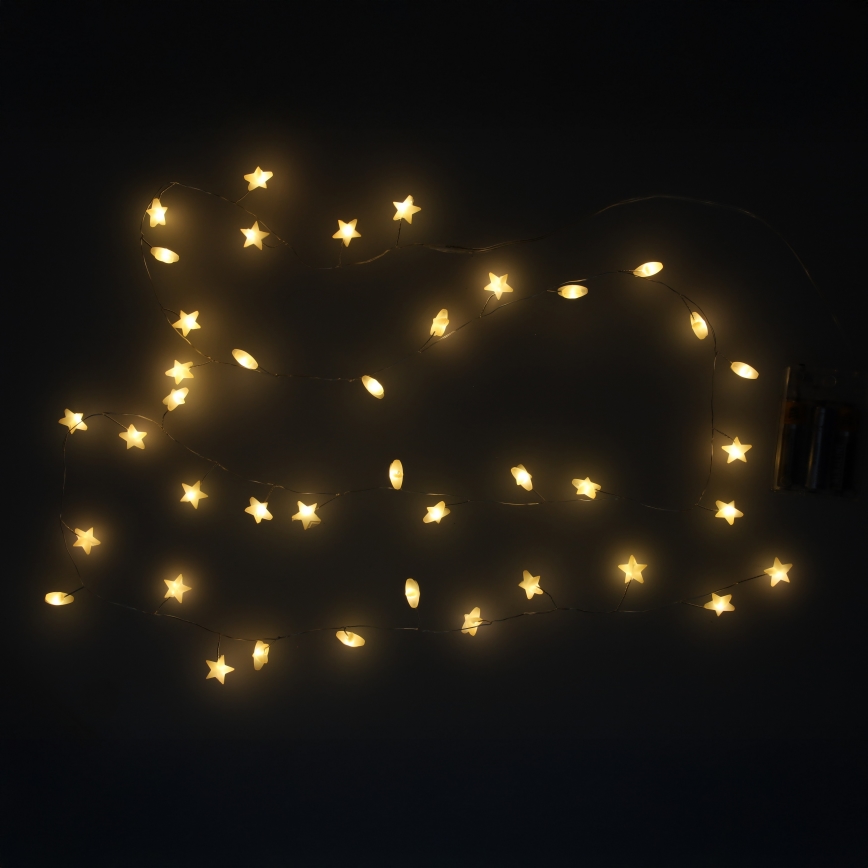 Brilagi - Guirlande de Noël LED 40xLED/3xAA 1,8m blanc chaud étoiles