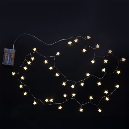 Brilagi - Guirlande de Noël LED 40xLED/3xAA 1,8m blanc chaud étoiles