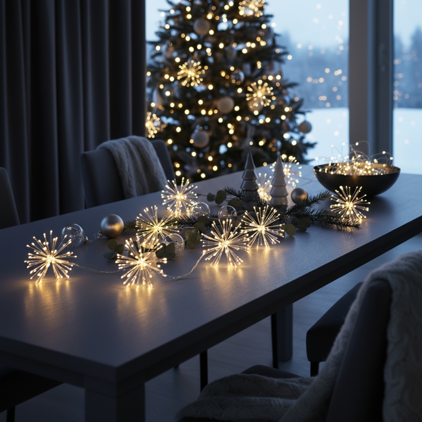 Brilagi - Guirlande de Noël LED d'extérieur 150 LED 5 m IP44 blanc chaud effet feu d'artifice