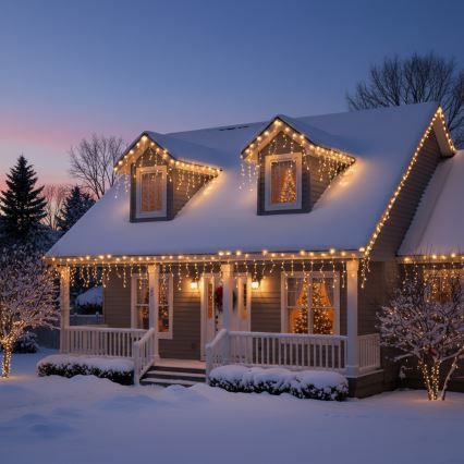 Brilagi - Guirlande LED de Noël extérieure 200 LED / 8 fonctions, 13 m, IP44, blanc chaud, effet glaçons