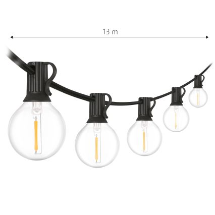 Brilagi - Guirlande décorative LED d'extérieur GIRLANDA 18xE12/0,6W/230V 13m noire IP44 blanc chaud
