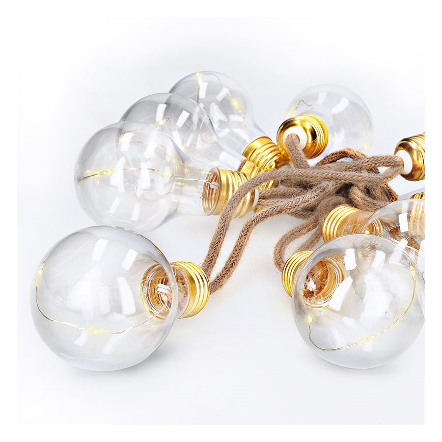 Brilagi - Guirlande décorative LED 10 LEDs/3xAA 1,8 m blanc chaud