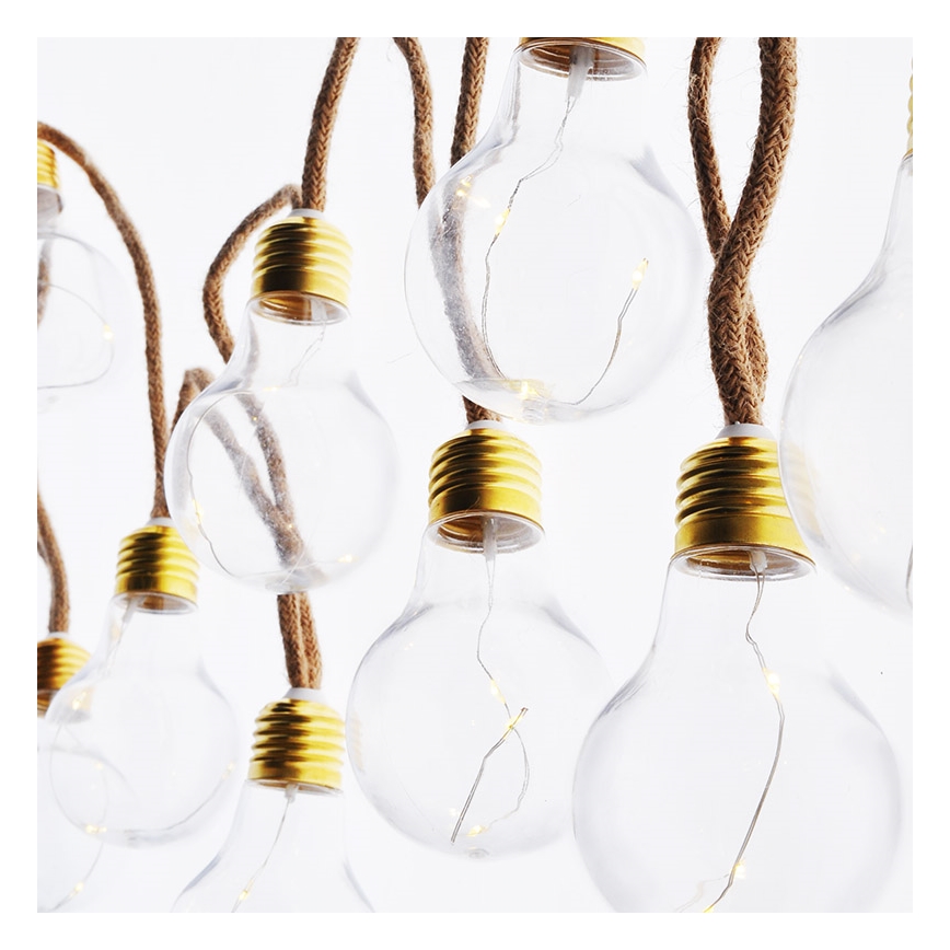 Brilagi - Guirlande décorative LED 10 LEDs/3xAA 1,8 m blanc chaud