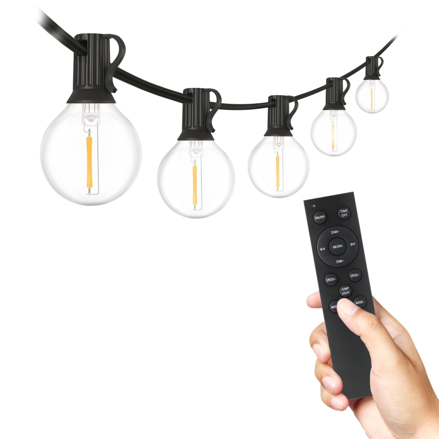 Brilagi - Guirlande LED décorative d'extérieur GIRLANDA 25xE12/0,6W/230V 20m noire IP44 blanc chaud + télécommande