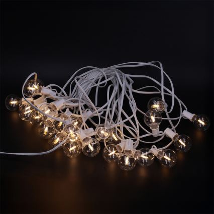 Brilagi - Guirlande décorative LED d'extérieur GIRLANDA, 25 ampoules E12 (0,6 W chacune), 230 V, 20 m, câble blanc, IP44, lumière blanc chaud