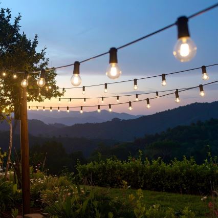 Brilagi - Guirlande décorative LED d'extérieur GIRLANDA 25xE12/0,6W/230V 20m noire IP44 blanc chaud + télécommande