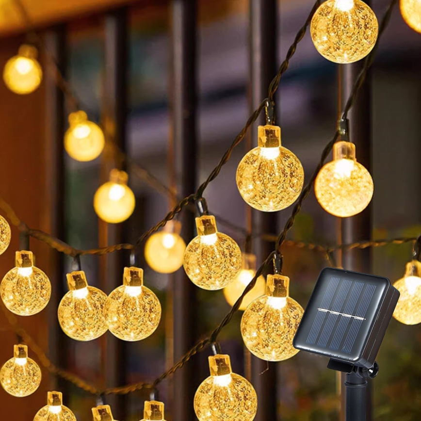 Brilagi- Guirlande décorative solaire BUBBLE 200xLED/8 fonctions 20m IP65 blanc chaud