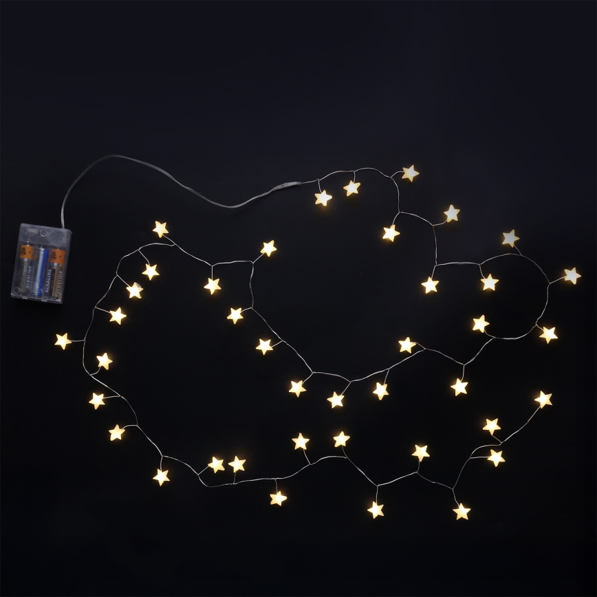 Brilagi - Guirlande LED 40xLED/3xAA 1,8m blanc chaud étoiles