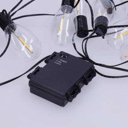 Brilagi - Guirlande LED d'extérieur 10xLED/3xAA 3,2 m IP44 blanc chaud